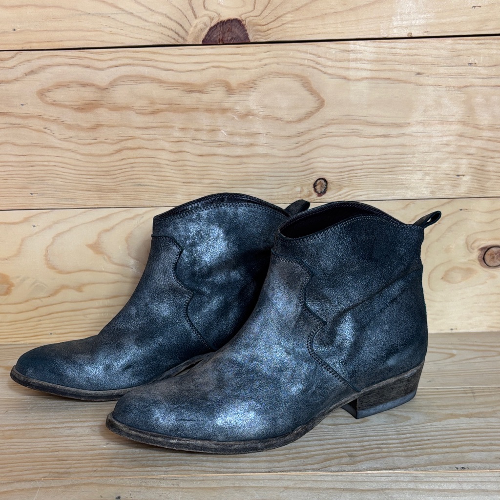 Agl Metallic Leather Booties Size 37